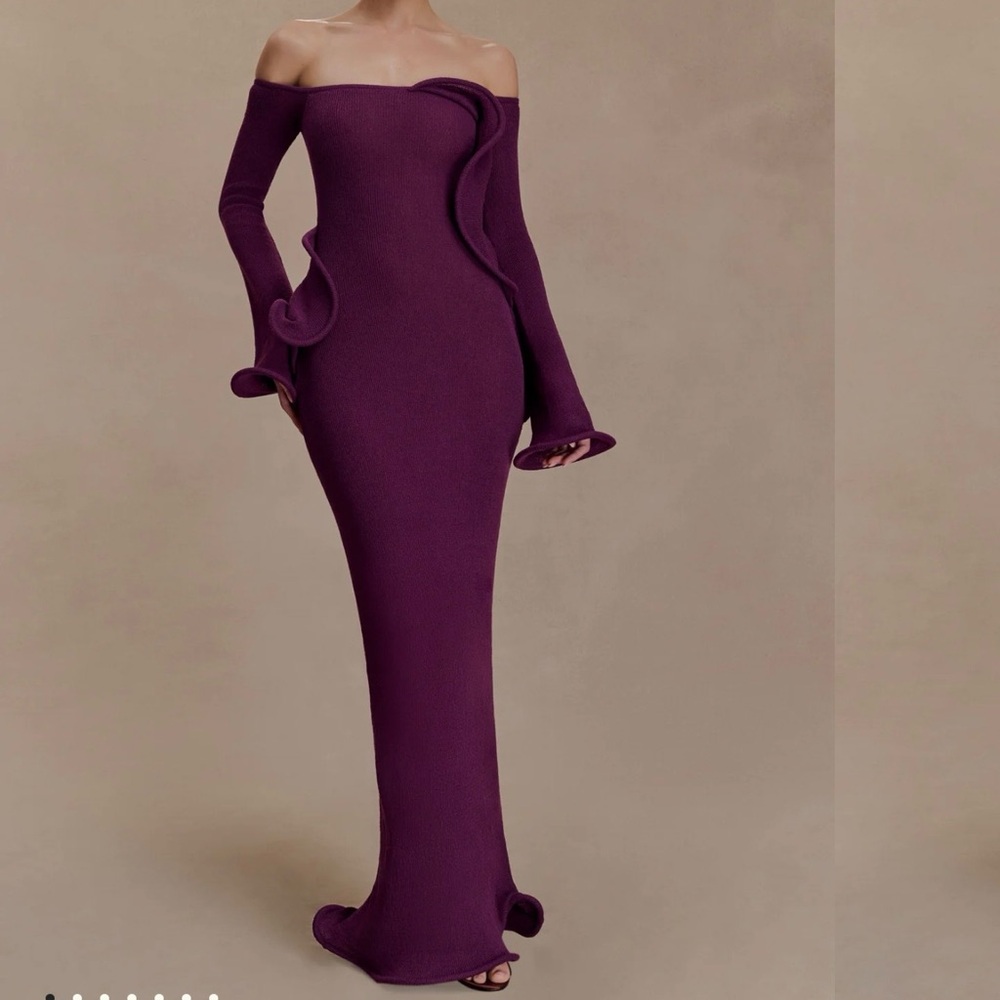 Meshki Off-Shoulder Plum Dress